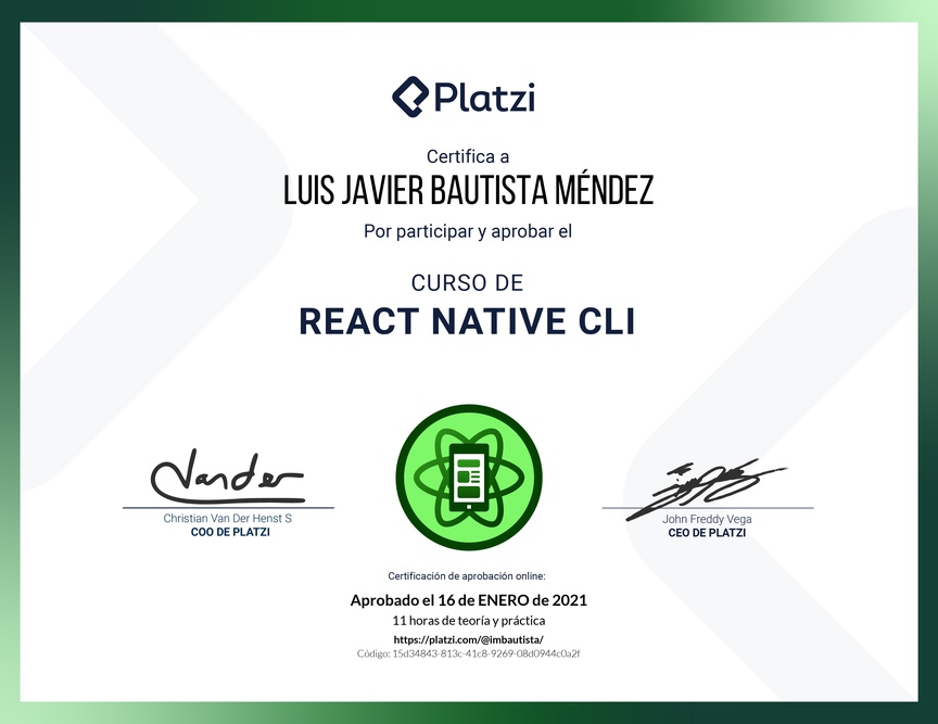 Diploma del Curso de React Native CLI