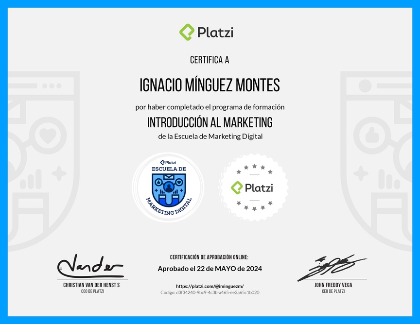 Diploma de la Ruta de Aprendizaje de Introducción al Marketing Digital