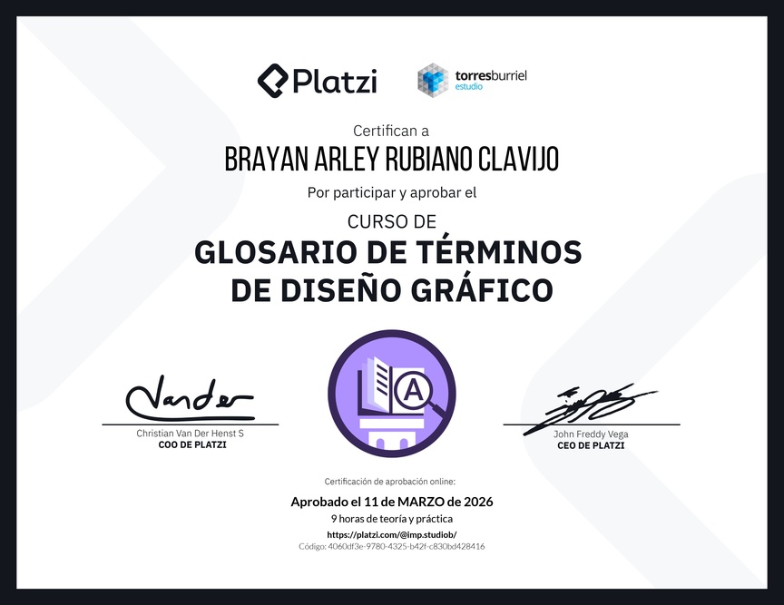 Diploma del Curso de Glosario de términos de Diseño Gráfico