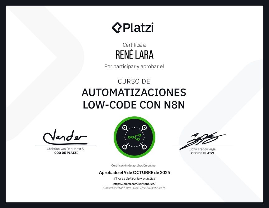 Diploma del Curso de Automatizaciones con n8n