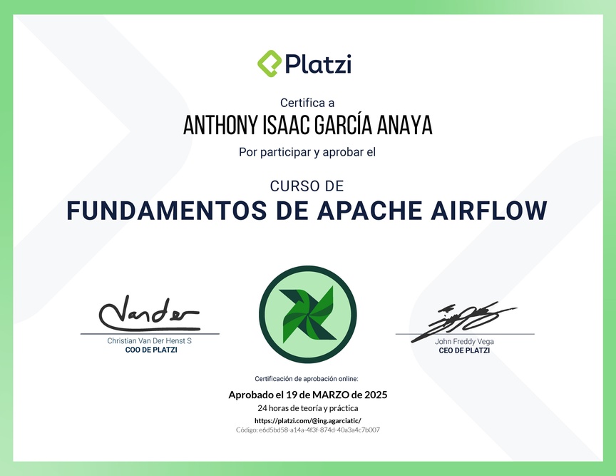 Diploma del Curso de Fundamentos de Apache Airflow