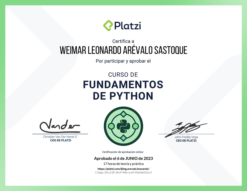 Diploma del Curso de Fundamentos de Python