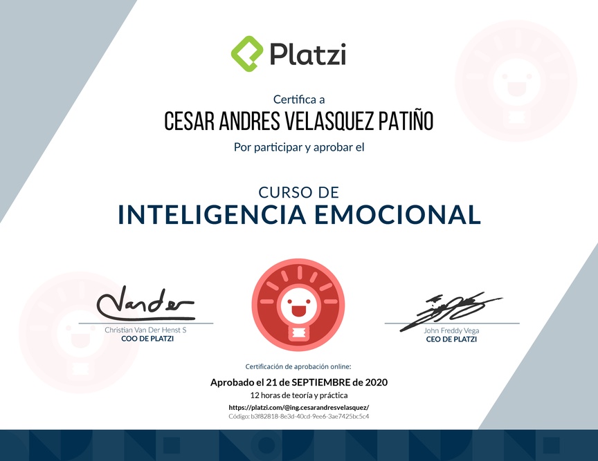 Diploma del Curso de Inteligencia Emocional