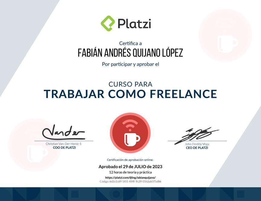 Diploma del Curso para Trabajar como Freelance