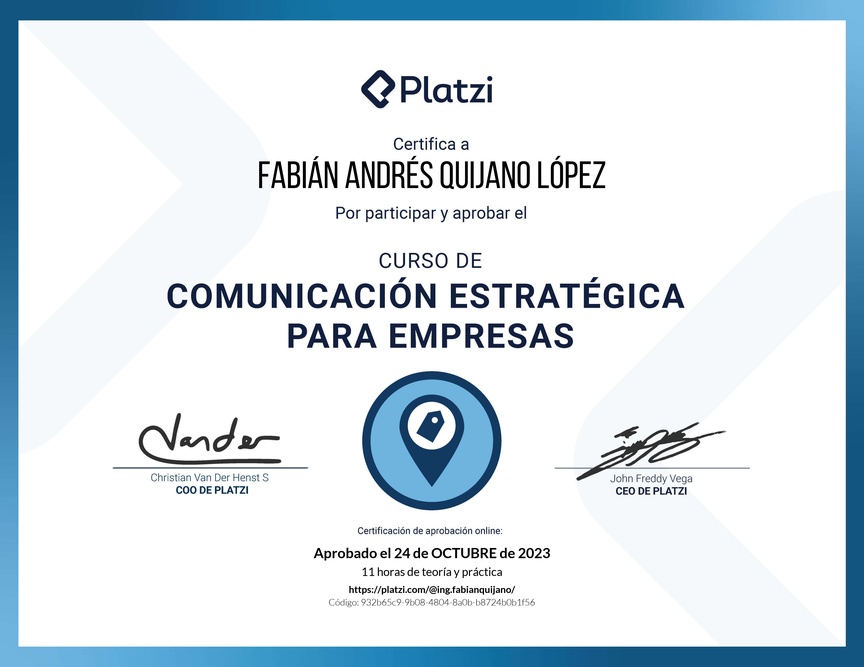 Diploma del Curso de Comunicación Estratégica para Empresas