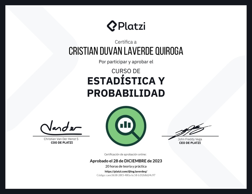 Diploma del Curso de Estadística y Probabilidad