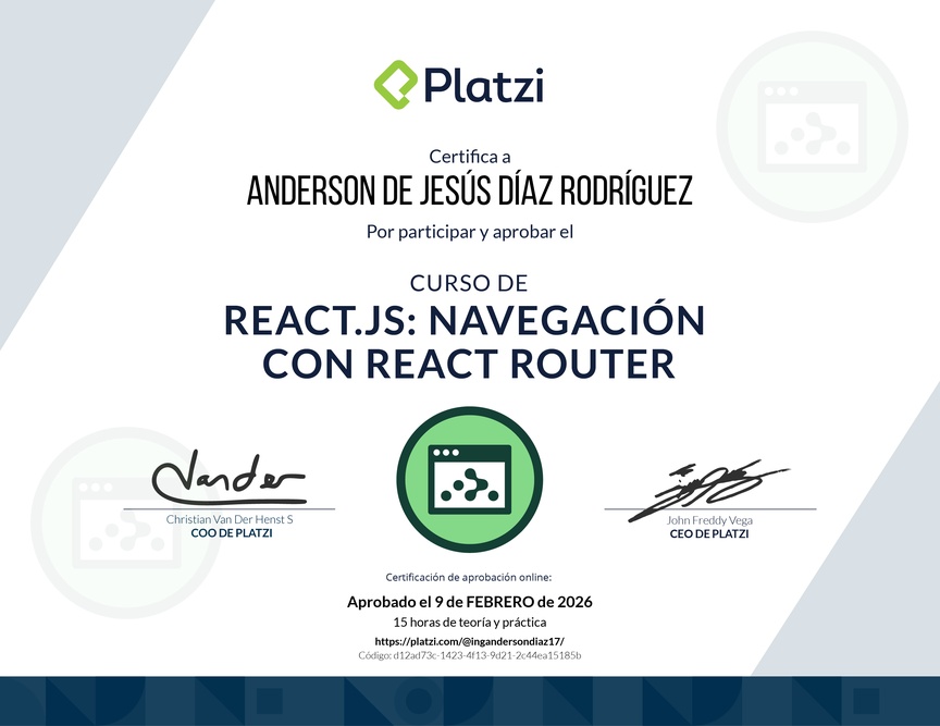 Diploma del Curso de React.js: Navegación con React Router