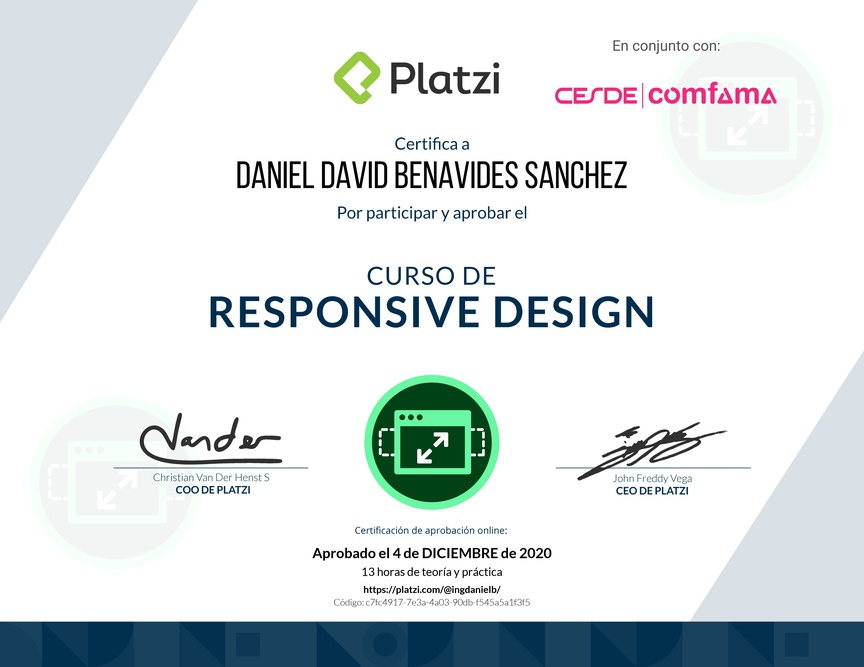 Diploma del Curso de Responsive Design