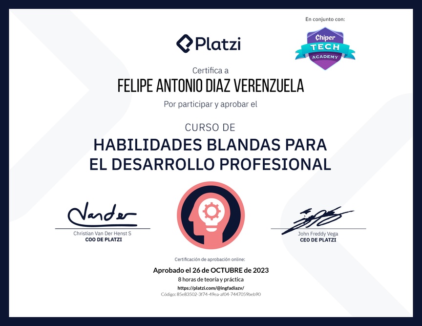 Diploma del Curso de Habilidades Blandas para el Desarrollo Profesional