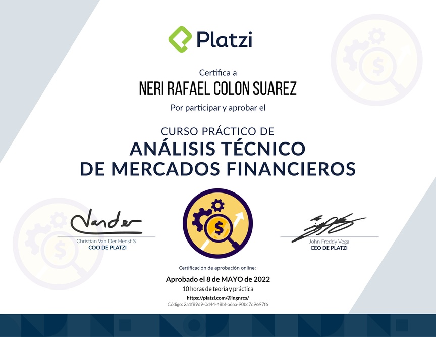 Diploma del Curso Práctico de Análisis Técnico de Mercados Financieros