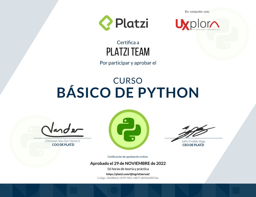 Diploma del Curso Básico de Python