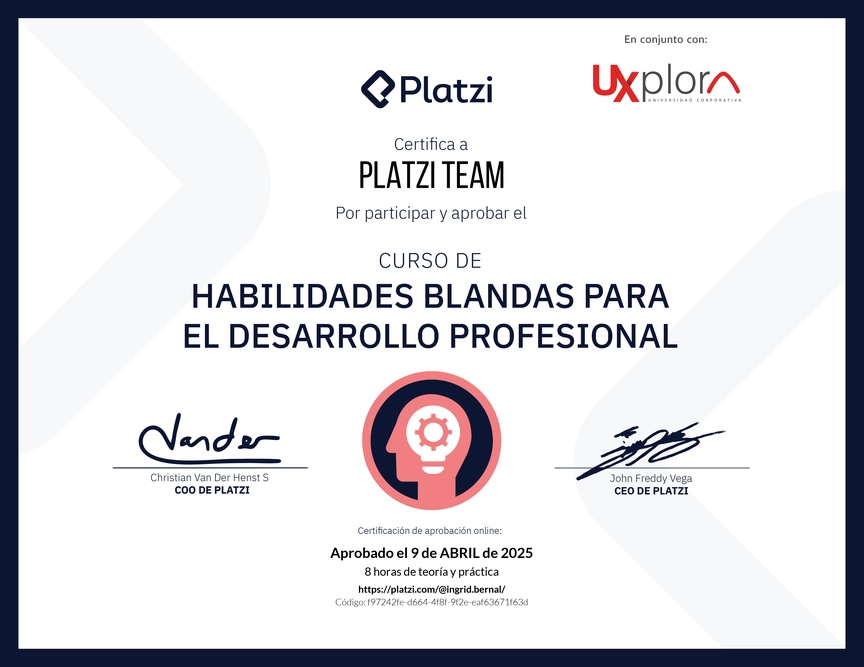 Diploma del Curso de Habilidades Blandas para el Desarrollo Profesional