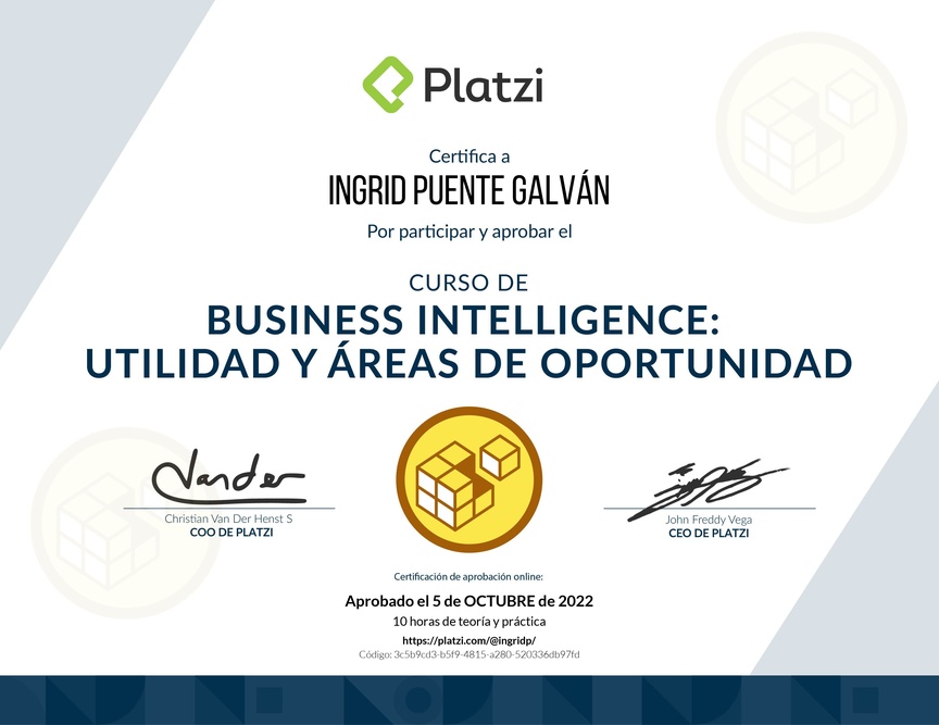 Diploma del Curso de Business Intelligence: Utilidad y Áreas de Oportunidad