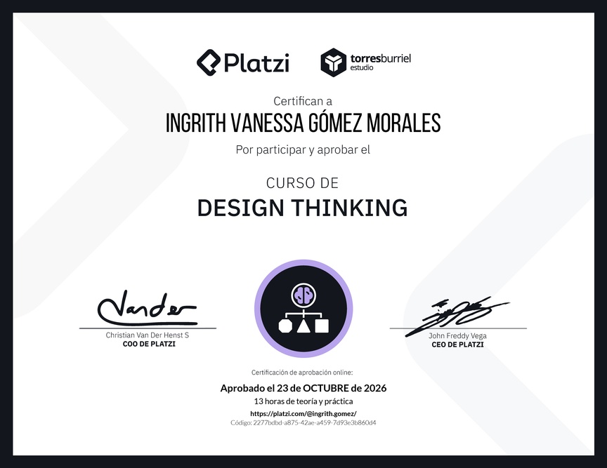 Diploma del Curso de Design Thinking
