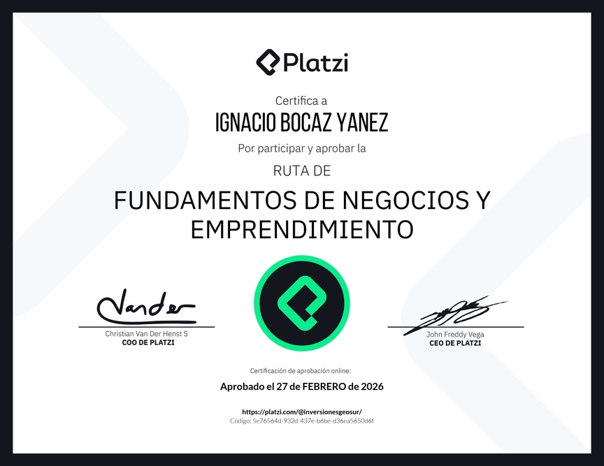 Diploma de la Ruta de Aprendizaje de Fundamentos de Negocios y Emprendimiento