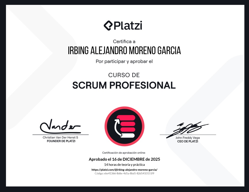 Diploma del Curso de Scrum Profesional