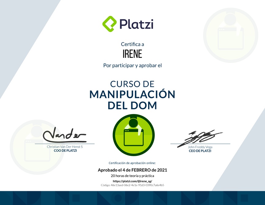 Diploma del Curso de Manipulación del DOM