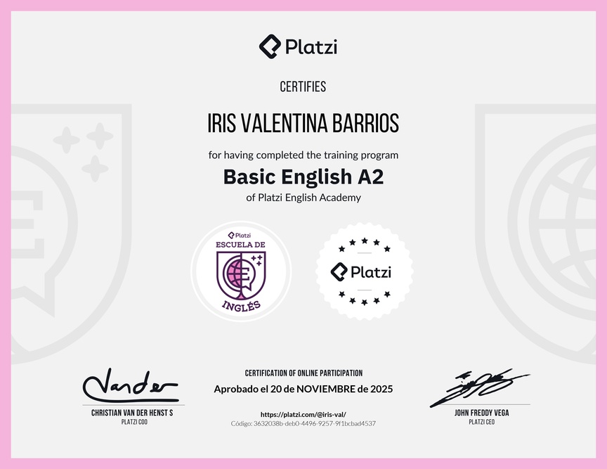 Diploma de la Ruta de Aprendizaje de Inglés Básico A2