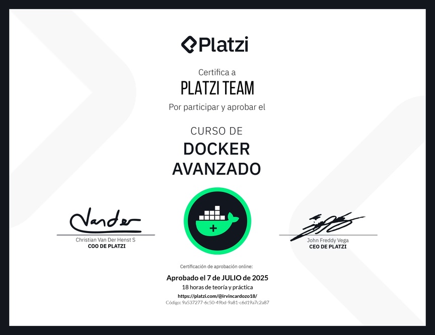 Diploma del Curso de Docker Avanzado
