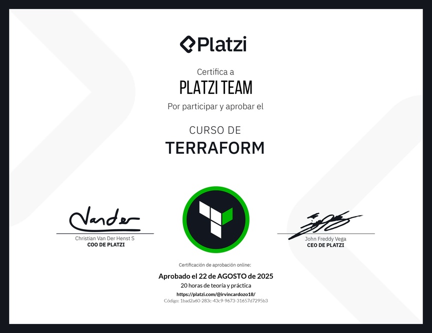 Diploma del Curso de Terraform