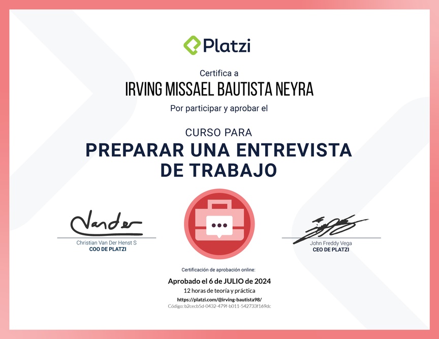 Diploma del Curso para Preparar una Entrevista de Trabajo