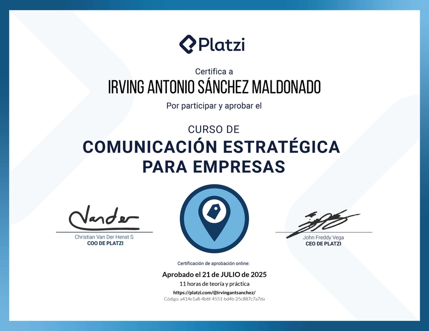 Diploma del Curso de Comunicación Estratégica para Empresas