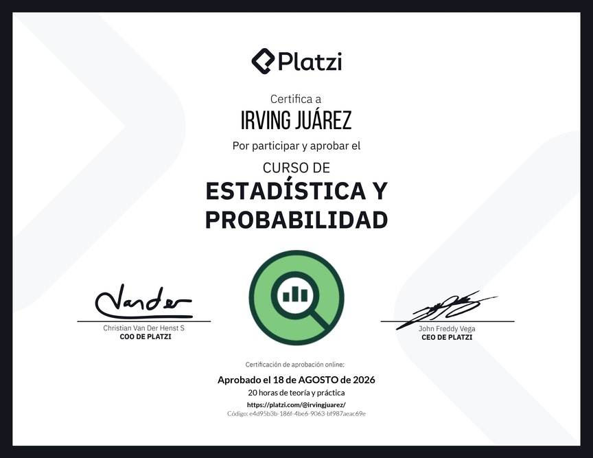 Diploma del Curso de Estadística y Probabilidad