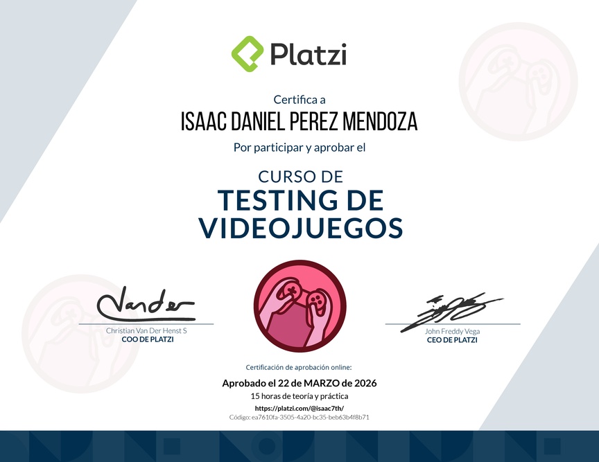 Diploma del Curso de Testing de Videojuegos
