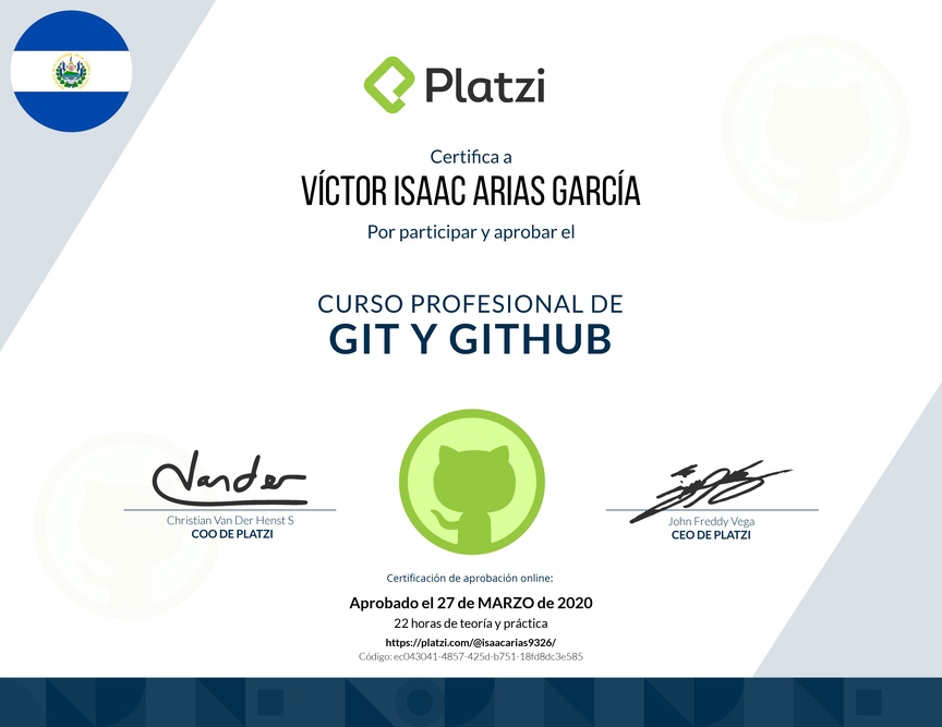 Diploma del Curso Profesional de Git y GitHub