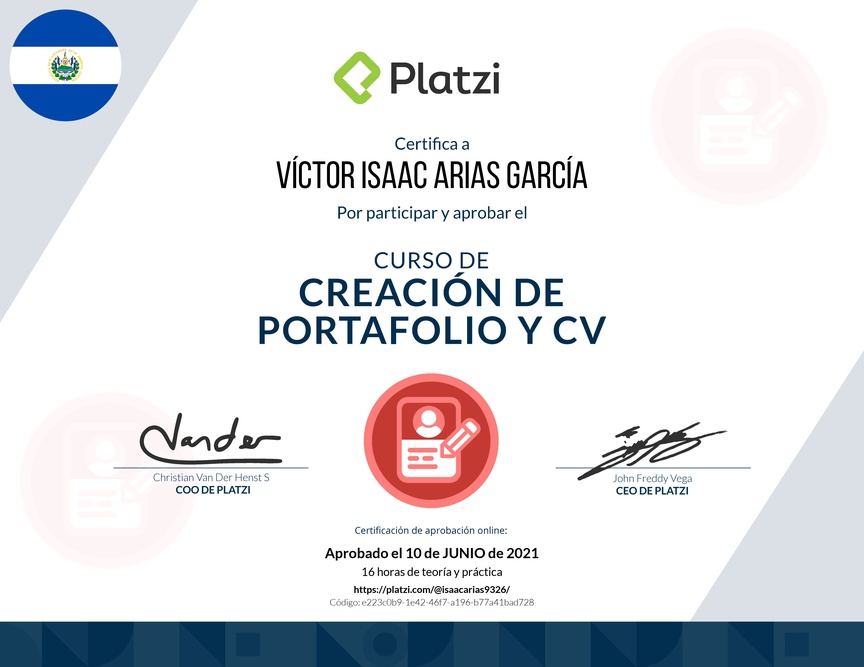 Diploma del Curso de Creación de Portafolio y CV