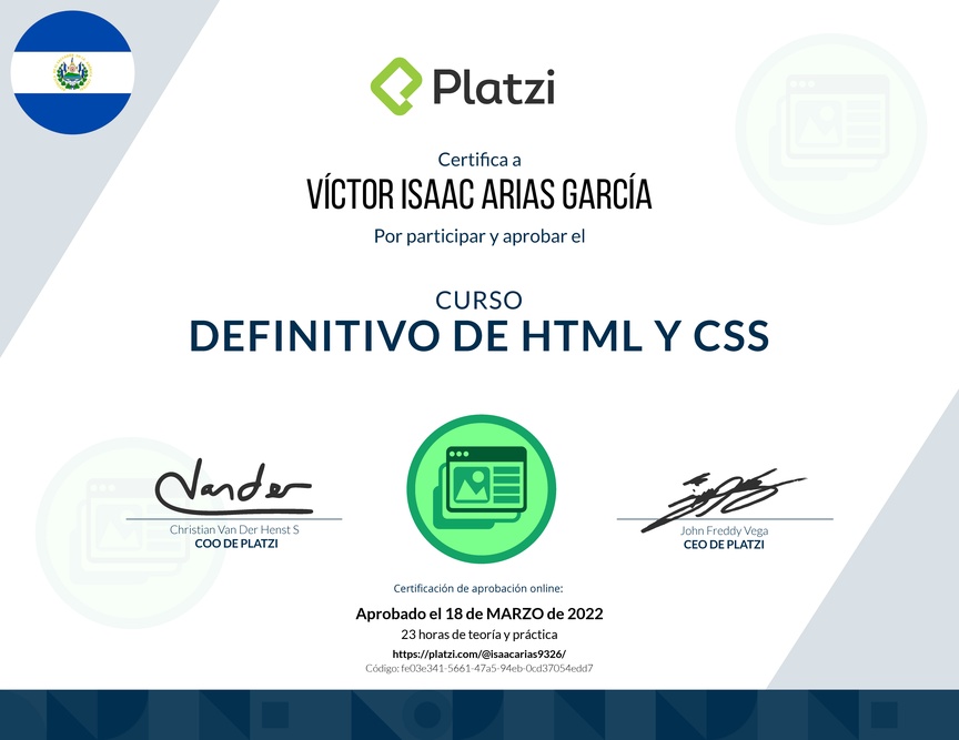 Diploma del Curso Definitivo de HTML y CSS