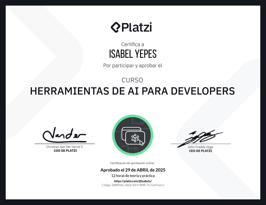 Diploma del Curso de Herramientas de AI para Devs