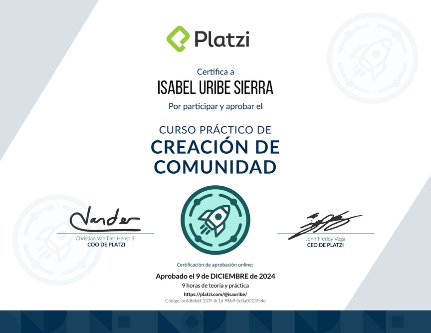 Diploma del Curso de Creación de Eventos para Comunidades y Startups