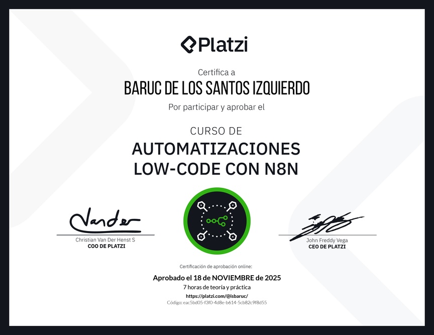 Diploma del Curso de Automatizaciones con n8n