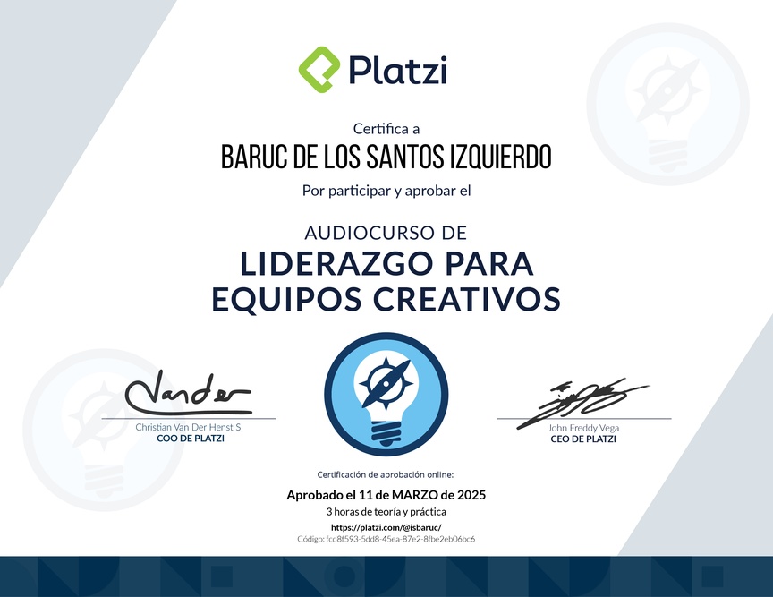Diploma de Audiocurso de Liderazgo para Equipos Creativos