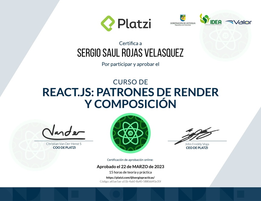 Diploma del Curso de React.js: Patrones de Render y Composición