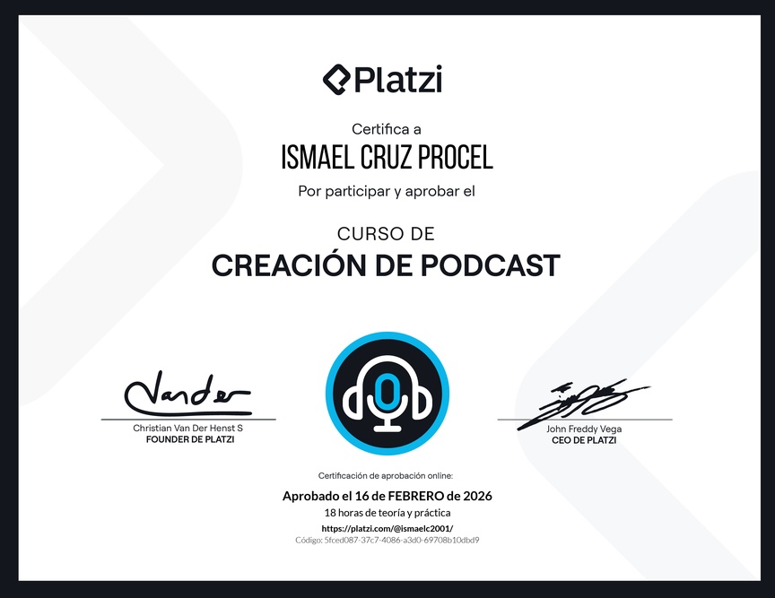 Diploma del Curso de creación de Podcast