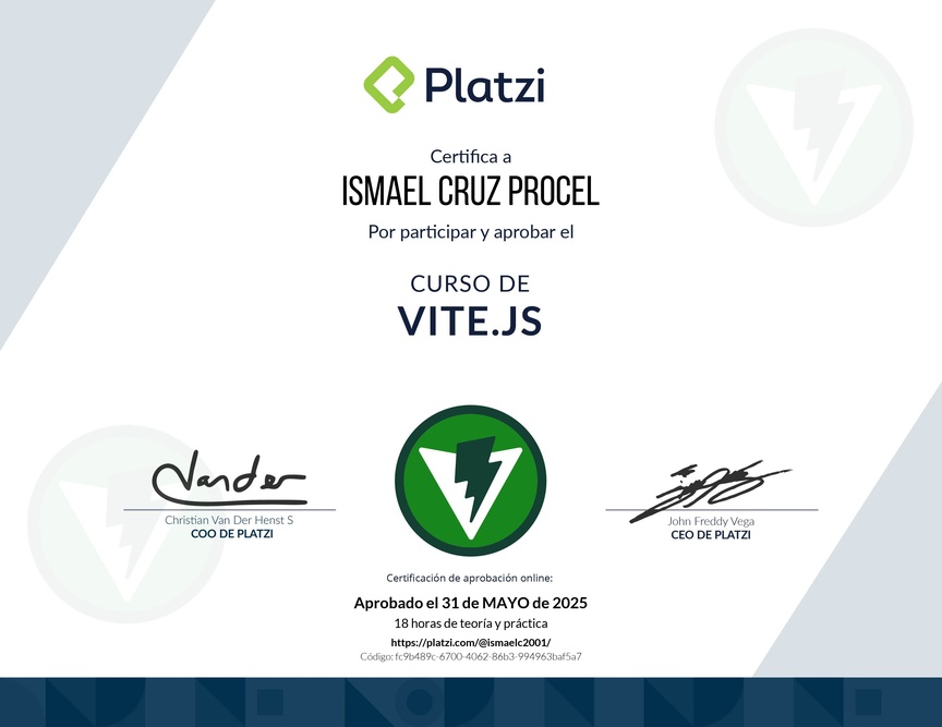 Diploma del Curso de Vite.js