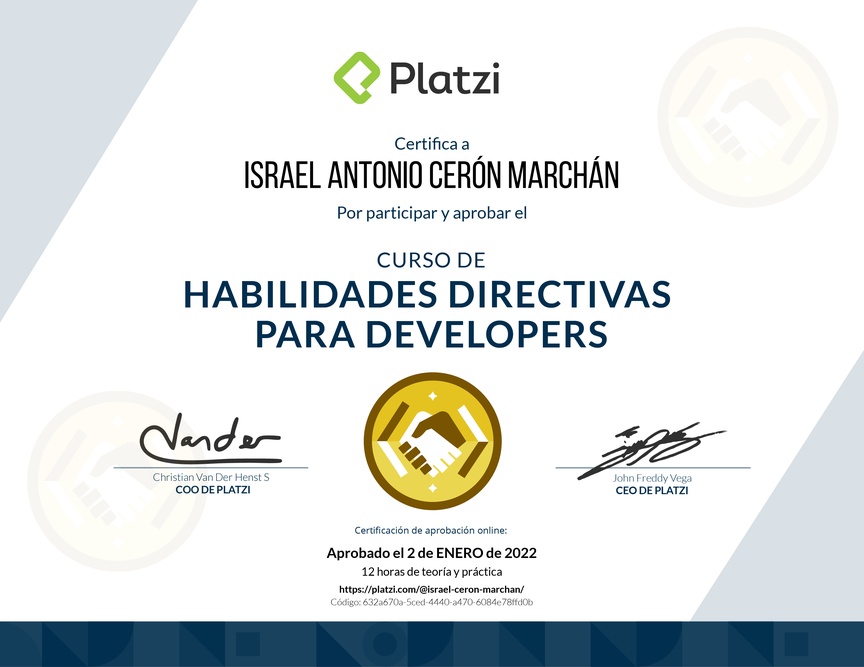Diploma del Curso de Habilidades Directivas para Developers