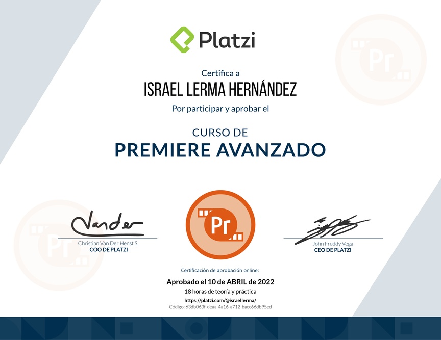 Diploma del Curso de Premiere Avanzado