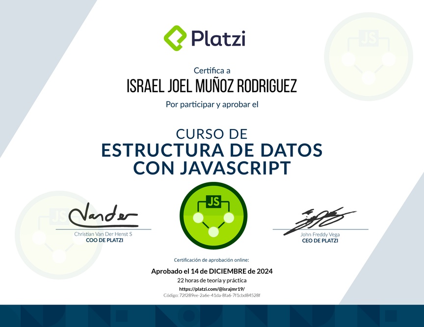 Diploma del Curso de Estructuras de Datos con JavaScript