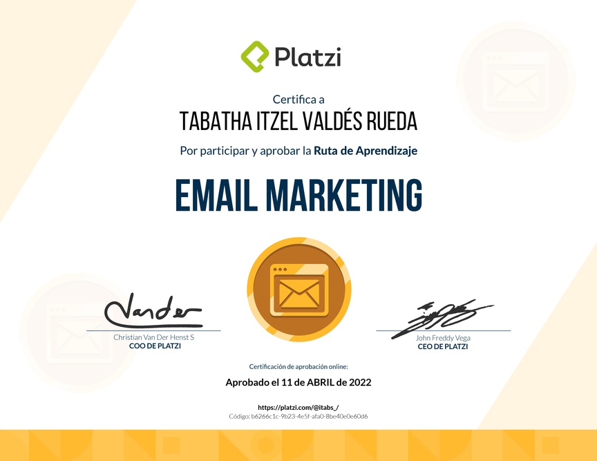 Diploma de la Ruta de Aprendizaje de Email Marketing