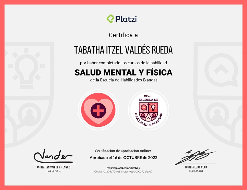 Diploma de la Ruta de Aprendizaje de Salud Mental y Desarrollo Personal