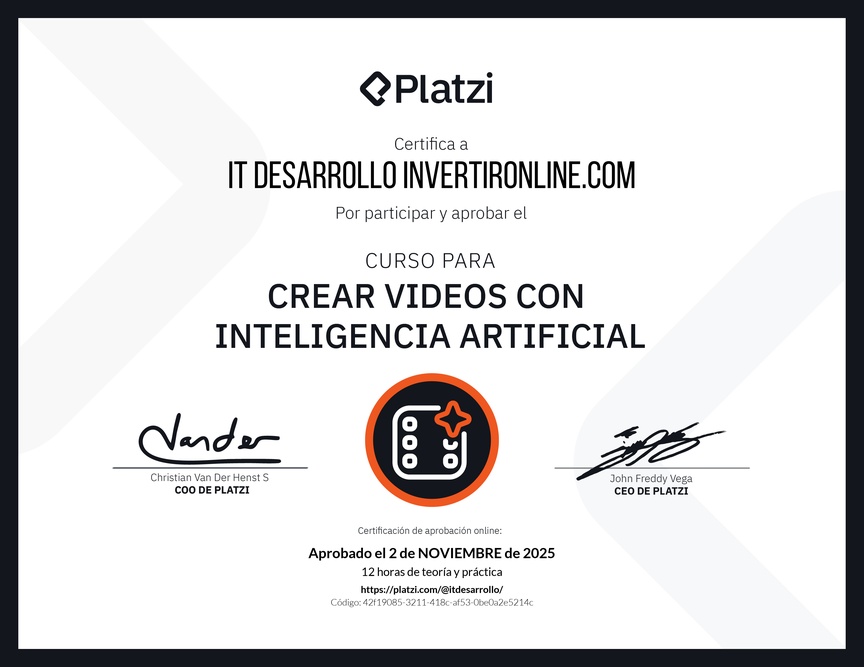 Diploma del Curso para Crear Videos con Inteligencia Artificial