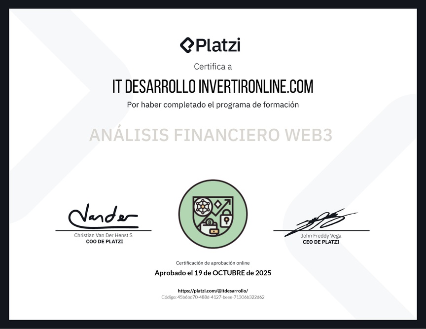 Diploma de la Ruta de Aprendizaje de Análisis Financiero Web3