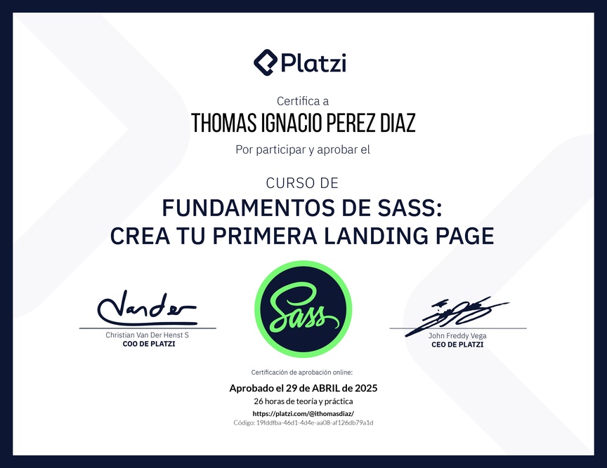 Diploma del Curso de Fundamentos de Sass: Crea tu Primera Landing Page