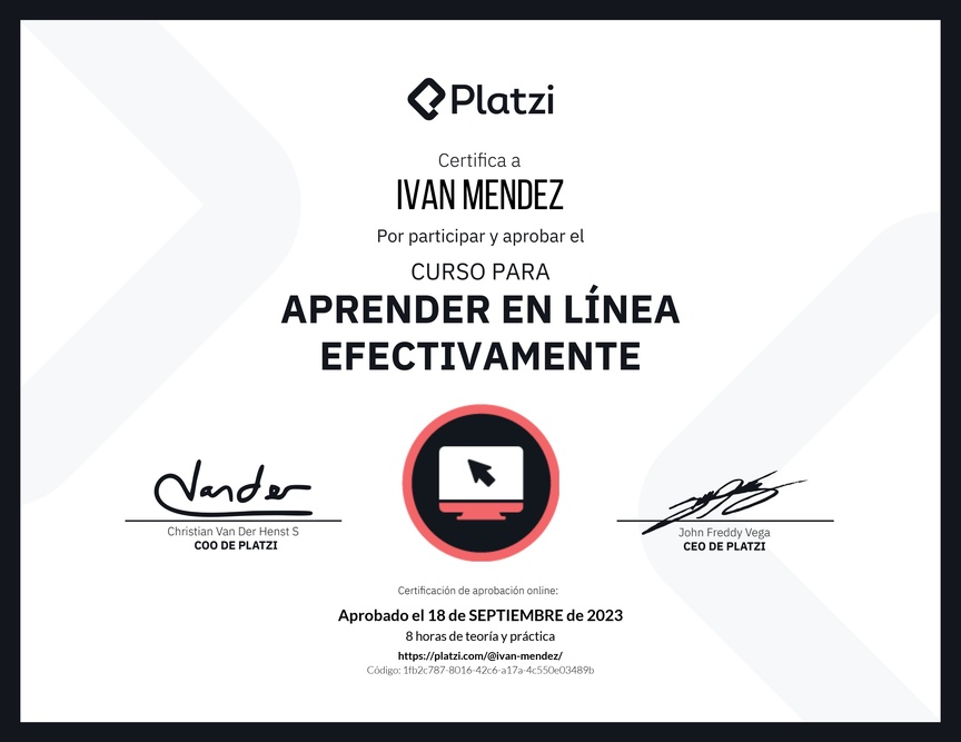 Diploma del Curso para Aprender en Línea Efectivamente