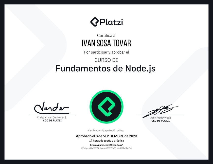 Diploma del Curso de Fundamentos de Node.js