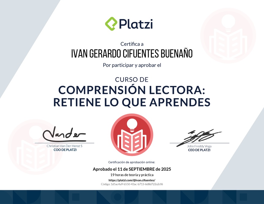 Diploma del Curso de Comprensión Lectora: Retén lo que Aprendes