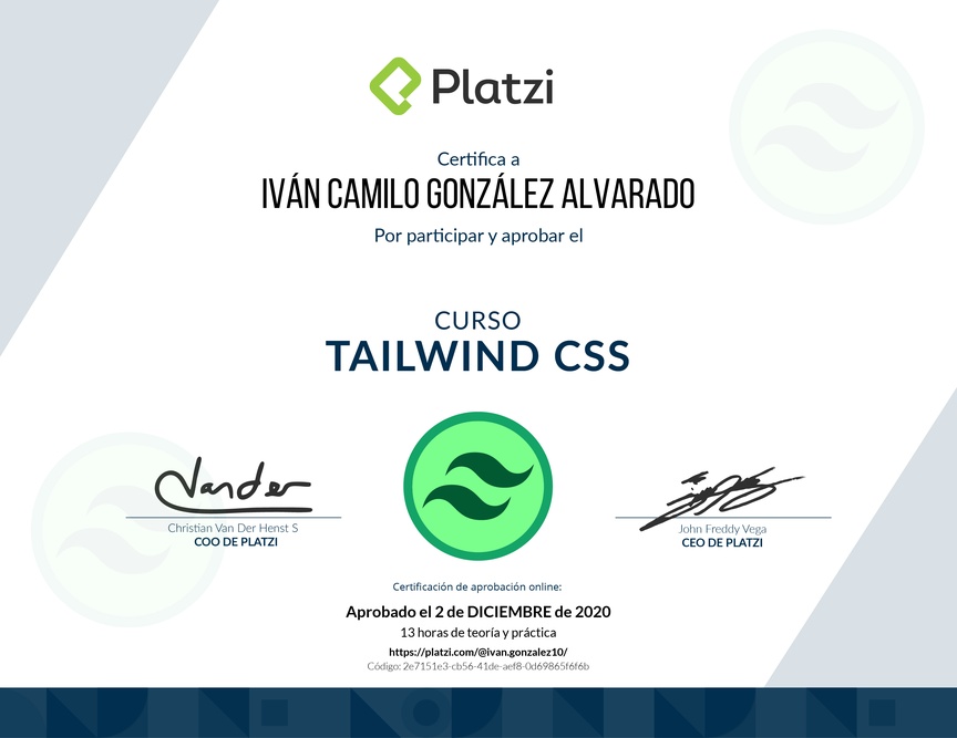 Diploma del Curso de Tailwind CSS 1
